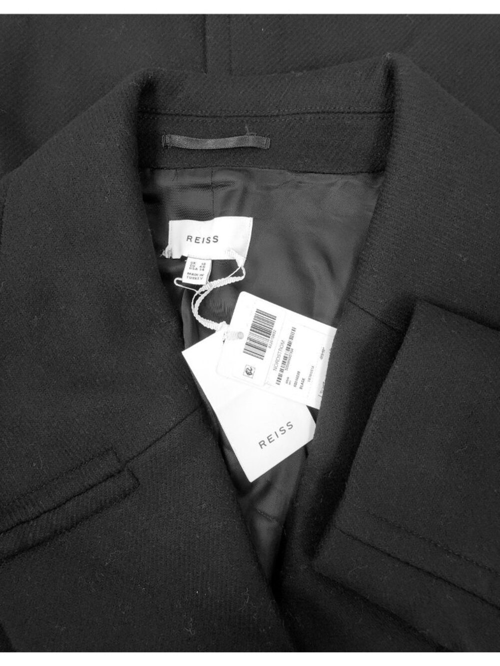 Reiss Katia Women's Wool Blend Felt Coat Jacket in Black Size US 14 - Picture 5 of 7